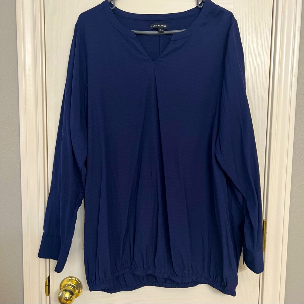 Cato Womens Navy Rayon top Size 1X, Elastic bottom tunic style